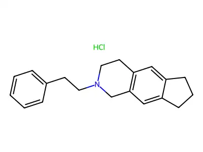 1H-Cyclopent(g)isoquinoline, 2,3,4,6,7,8-hexahydro-2-(2-phenylethyl)-, hydrochloride structure