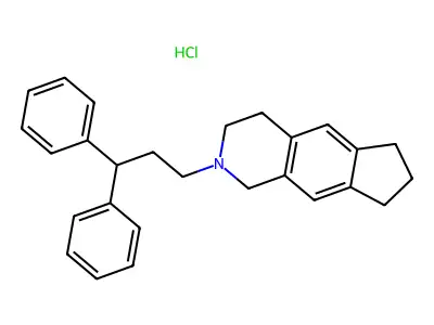 1H-Cyclopent(g)isoquinoline, 2,3,4,6,7,8-hexahydro-2-(3,3-diphenylpropyl)-, hydrochloride structure