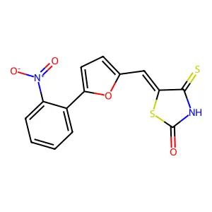 (Z)-5-((5-(2-nitrophenyl)furan-2-yl)methylene)-4-thioxothiazolidin-2-one structure
