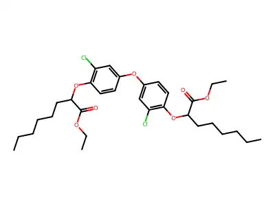 Octanoic acid, 2,2'-(oxybis((2-chloro-4,1-phenylene)oxy))bis-, diethyl ester structure