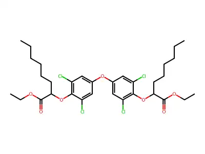 Octanoic acid, 2,2'-(oxybis((2,6-dichloro-4,1-phenylene)oxy)bis-, diethyl eseter structure