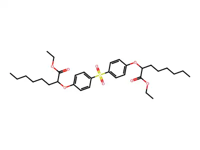 Octanoic acid, 2,2'-(sufonylbis(4,1-phenyleneoxy))bis-, diethyl ester structure