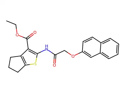 ethyl 2-[(2-naphthalen-2-yloxyacetyl)amino]-5,6-dihydro-4H-cyclopenta[b]thiophene-3-carboxylate structure