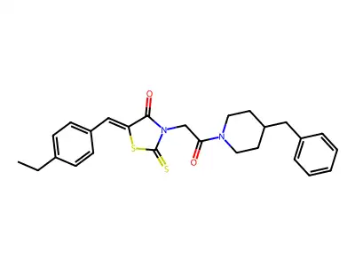(5Z)-3-[2-(4-benzylpiperidin-1-yl)-2-oxoethyl]-5-(4-ethylbenzylidene)-2-thioxo-1,3-thiazolidin-4-one structure