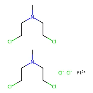 bis(2-chloro-N-(2-chloroethyl)-N-methylethanamine);dichloroplatinum(2+) structure