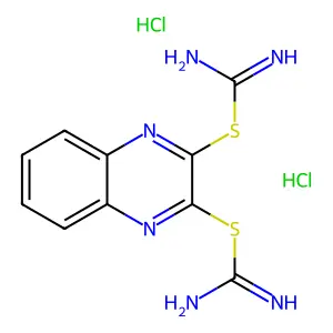 Carbamimidothioic acid, C,C'-2,3-quinoxalinediyl ester, hydrochloride (1:2) structure