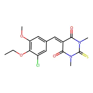 5-(3-chloro-4-ethoxy-5-methoxybenzylidene)-1,3-dimethyl-2-thioxodihydro-4,6(1H,5H)-pyrimidinedione structure