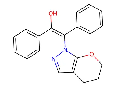 Benzenemethanol, A-[(5,6-dihydropyrano[2,3-C]pyrazol-1(4H)-YL)phenylmethylene]- structure