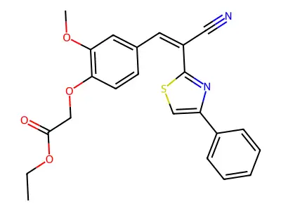 Ethyl 2-[4-[2-cyano-2-(4-phenyl-2-thiazolyl)ethenyl]-2-methoxyphenoxy]acetate structure