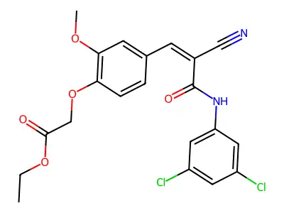 Ethyl 2-[4-[2-cyano-3-[(3,5-dichlorophenyl)amino]-3-oxo-1-propen-1-yl]-2-methoxyphenoxy]acetate structure