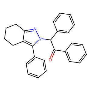 1,2-Diphenyl-2-(3-phenyl-4,5,6,7-tetrahydro-2H-indazol-2-yl)ethan-1-one structure