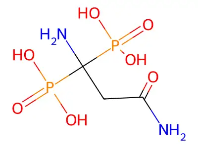 Phosphonic acid, (1-amino-2-carbamoylethylidene)di-, dihydrate structure