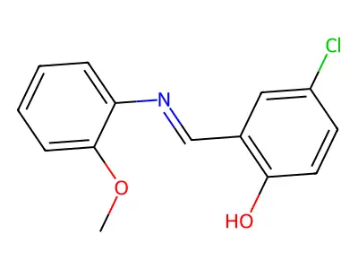 4-chloro-2-{(E)-[(2-methoxyphenyl)imino]methyl}phenol structure