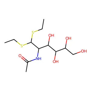 N-[1,1-bis(ethylsulfanyl)-3,4,5,6-tetrahydroxyhexan-2-yl]acetamide structure