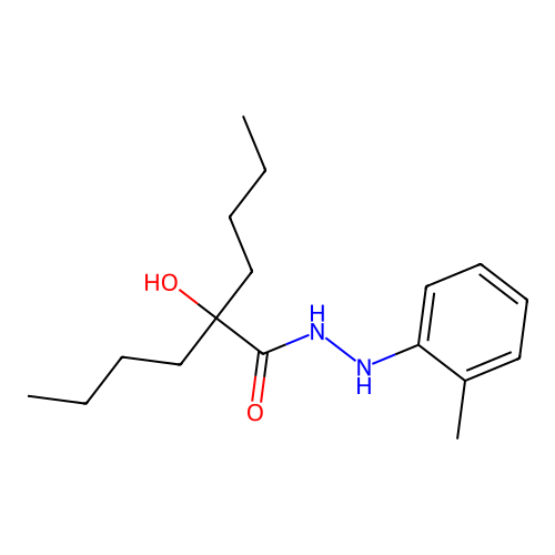 2-butyl-2-hydroxy-N'-(2-methylphenyl)hexanehydrazide structure