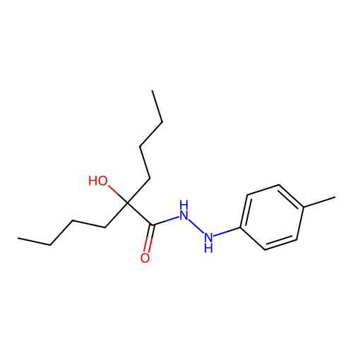 2-butyl-2-hydroxy-N'-(4-methylphenyl)hexanehydrazide structure