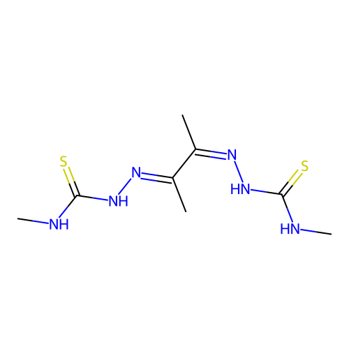 1-Methyl-3-[3-(methylcarbamothioylhydrazinylidene)butan-2-ylideneamino]thiourea structure