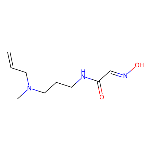 (2E)-2-(hydroxyimino)-N-{3-[methyl(prop-2-en-1-yl)amino]propyl}ethanamide structure