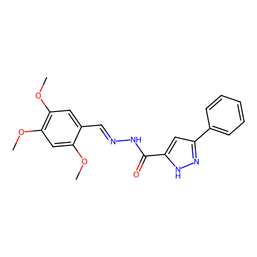 (E)-3-phenyl-N'-(2,4,5-trimethoxybenzylidene)-1H-pyrazole-5-carbohydrazide structure