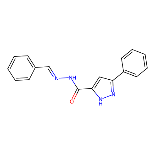 3-phenyl-N'-[(E)-phenylmethylidene]-1H-pyrazole-5-carbohydrazide structure