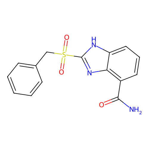 2-benzylsulfonyl-1H-benzimidazole-4-carboxamide structure