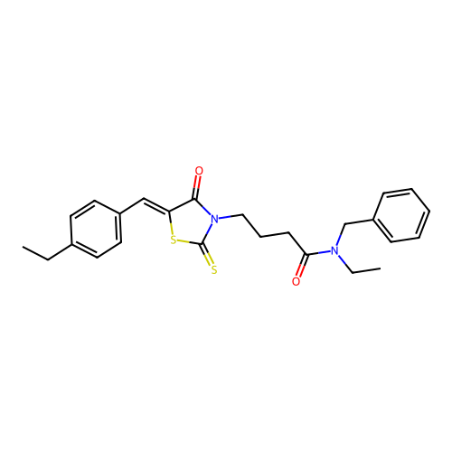 N-benzyl-N-ethyl-4-[(5Z)-5-(4-ethylbenzylidene)-4-oxo-2-thioxo-1,3-thiazolidin-3-yl]butanamide structure