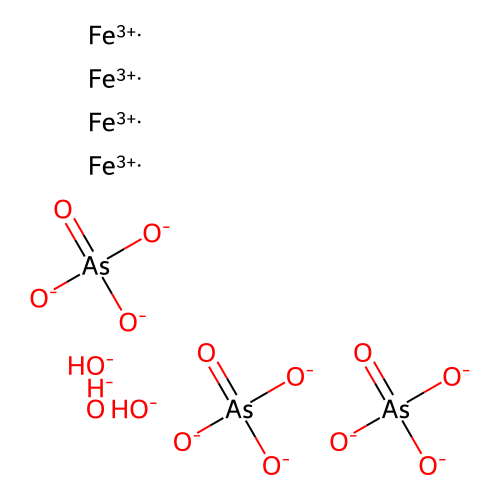 Iron arsenate hydroxide (Fe2(AsO4)(OH)3) structure