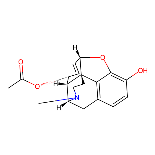 Morphinan-3,8-alpha-diol, 6,7-didehydro-4,5-alpha-epoxy-17-methyl-, acetate structure