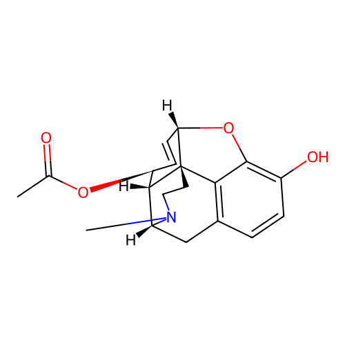 Morphinan-3,8-beta-diol, 6,7-didehydro-4,5-alpha-epoxy-17-methyl-, acetate structure