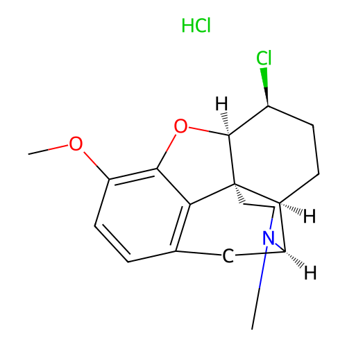 Morphinan, 6-alpha-chloro-4,5-alpha-epoxy-3-methoxy-17-methyl-, hydrochloride structure