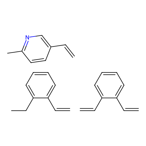 1,2-Bis(ethenyl)benzene;1-ethenyl-2-ethylbenzene;5-ethenyl-2-methylpyridine structure