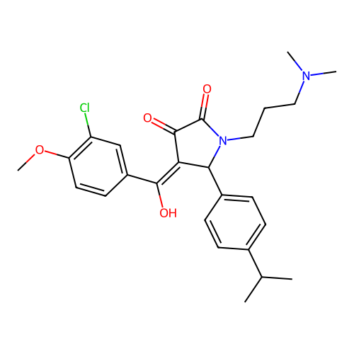 (4E)-4-[(3-chloro-4-methoxyphenyl)-hydroxymethylidene]-1-[3-(dimethylamino)propyl]-5-(4-propan-2-ylphenyl)pyrrolidine-2,3-dione structure