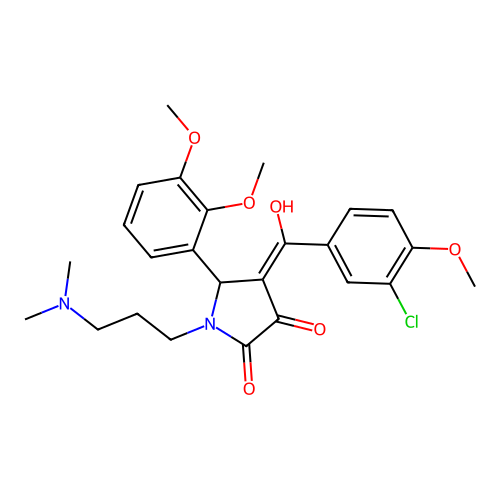 (4E)-4-[(3-chloro-4-methoxyphenyl)-hydroxymethylidene]-5-(2,3-dimethoxyphenyl)-1-[3-(dimethylamino)propyl]pyrrolidine-2,3-dione structure