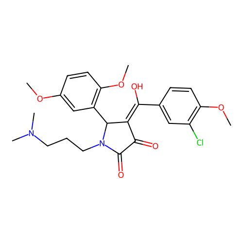 (4E)-4-[(3-chloro-4-methoxyphenyl)-hydroxymethylidene]-5-(2,5-dimethoxyphenyl)-1-[3-(dimethylamino)propyl]pyrrolidine-2,3-dione structure