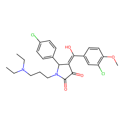 (4E)-4-[(3-chloro-4-methoxyphenyl)-hydroxymethylidene]-5-(4-chlorophenyl)-1-[3-(diethylamino)propyl]pyrrolidine-2,3-dione structure