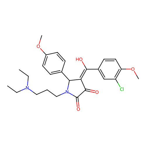 (4E)-4-[(3-chloro-4-methoxyphenyl)-hydroxymethylidene]-1-[3-(diethylamino)propyl]-5-(4-methoxyphenyl)pyrrolidine-2,3-dione structure