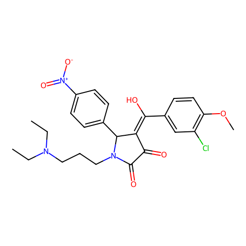 (4E)-4-[(3-chloro-4-methoxyphenyl)-hydroxymethylidene]-1-[3-(diethylamino)propyl]-5-(4-nitrophenyl)pyrrolidine-2,3-dione structure