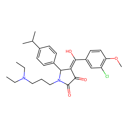 (4E)-4-[(3-chloro-4-methoxyphenyl)-hydroxymethylidene]-1-[3-(diethylamino)propyl]-5-(4-propan-2-ylphenyl)pyrrolidine-2,3-dione structure