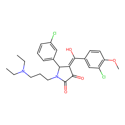(4E)-4-[(3-chloro-4-methoxyphenyl)-hydroxymethylidene]-5-(3-chlorophenyl)-1-[3-(diethylamino)propyl]pyrrolidine-2,3-dione structure