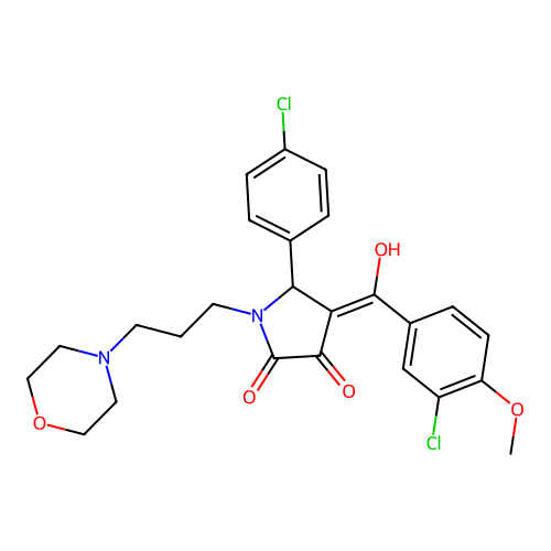 (4E)-4-[(3-chloro-4-methoxyphenyl)-hydroxymethylidene]-5-(4-chlorophenyl)-1-(3-morpholin-4-ylpropyl)pyrrolidine-2,3-dione structure