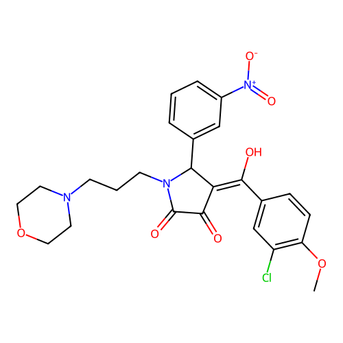 (4E)-4-[(3-chloro-4-methoxyphenyl)-hydroxymethylidene]-1-(3-morpholin-4-ylpropyl)-5-(3-nitrophenyl)pyrrolidine-2,3-dione structure