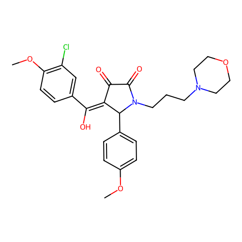 (4E)-4-[(3-chloro-4-methoxyphenyl)-hydroxymethylidene]-5-(4-methoxyphenyl)-1-(3-morpholin-4-ylpropyl)pyrrolidine-2,3-dione structure