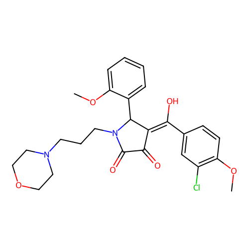 (4E)-4-[(3-chloro-4-methoxyphenyl)-hydroxymethylidene]-5-(2-methoxyphenyl)-1-(3-morpholin-4-ylpropyl)pyrrolidine-2,3-dione structure