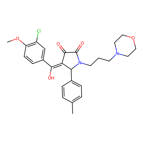 (4E)-4-[(3-chloro-4-methoxyphenyl)-hydroxymethylidene]-5-(4-methylphenyl)-1-(3-morpholin-4-ylpropyl)pyrrolidine-2,3-dione structure