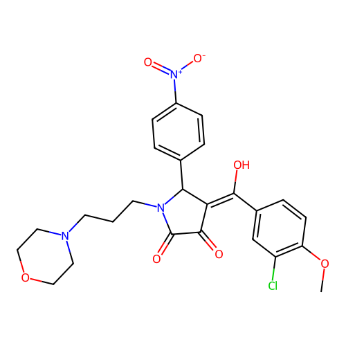 (4E)-4-[(3-chloro-4-methoxyphenyl)-hydroxymethylidene]-1-(3-morpholin-4-ylpropyl)-5-(4-nitrophenyl)pyrrolidine-2,3-dione structure