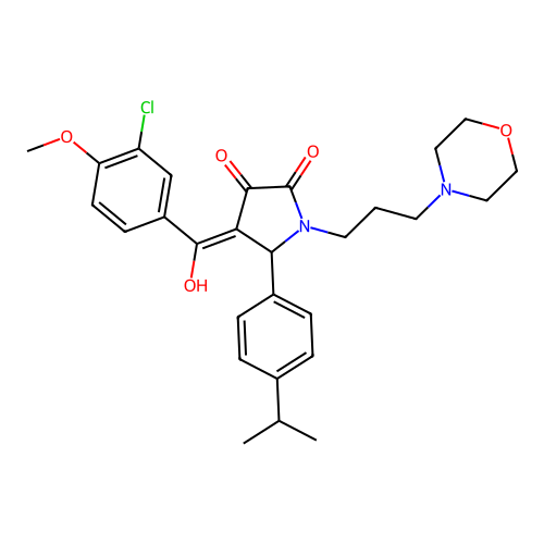 (4E)-4-[(3-chloro-4-methoxyphenyl)-hydroxymethylidene]-1-(3-morpholin-4-ylpropyl)-5-(4-propan-2-ylphenyl)pyrrolidine-2,3-dione structure