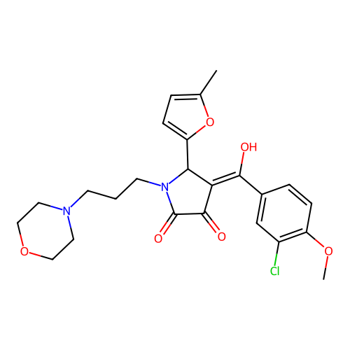 (4E)-4-[(3-chloro-4-methoxyphenyl)-hydroxymethylidene]-5-(5-methylfuran-2-yl)-1-(3-morpholin-4-ylpropyl)pyrrolidine-2,3-dione structure