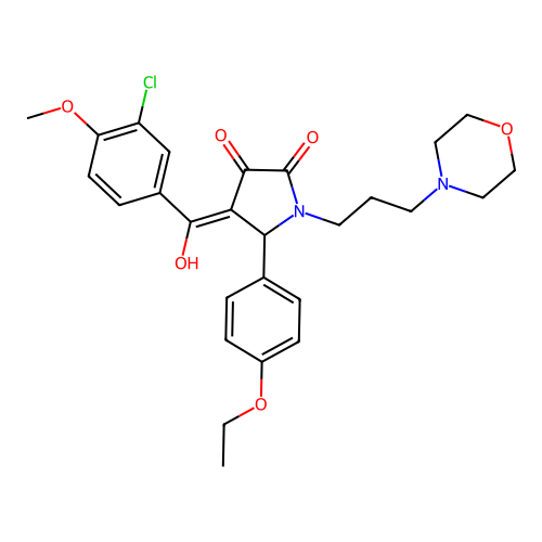 (4E)-4-[(3-chloro-4-methoxyphenyl)-hydroxymethylidene]-5-(4-ethoxyphenyl)-1-(3-morpholin-4-ylpropyl)pyrrolidine-2,3-dione structure