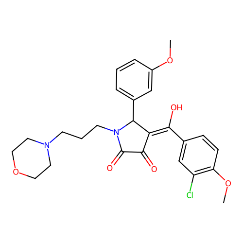 (4E)-4-[(3-chloro-4-methoxyphenyl)-hydroxymethylidene]-5-(3-methoxyphenyl)-1-(3-morpholin-4-ylpropyl)pyrrolidine-2,3-dione structure