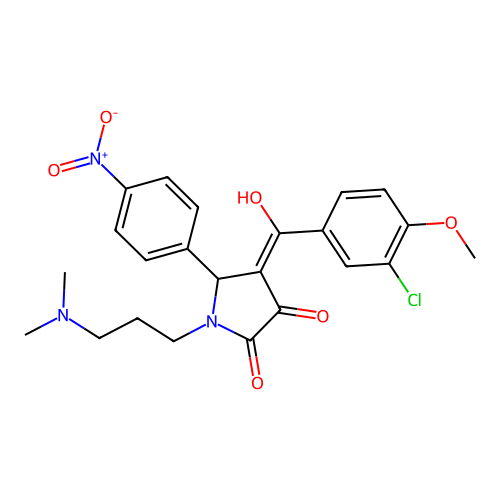 (4E)-4-[(3-chloro-4-methoxyphenyl)-hydroxymethylidene]-1-[3-(dimethylamino)propyl]-5-(4-nitrophenyl)pyrrolidine-2,3-dione structure